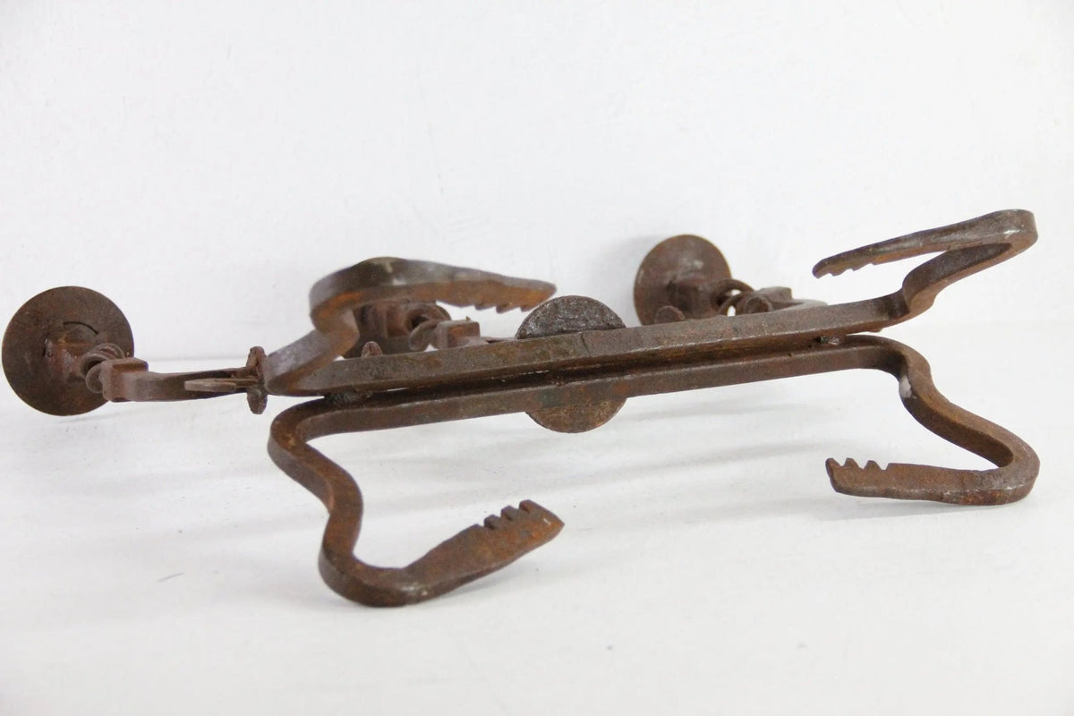 Antique Iron Candelabra | Large Rustic Three Arm - Debra Hall Lifestyle