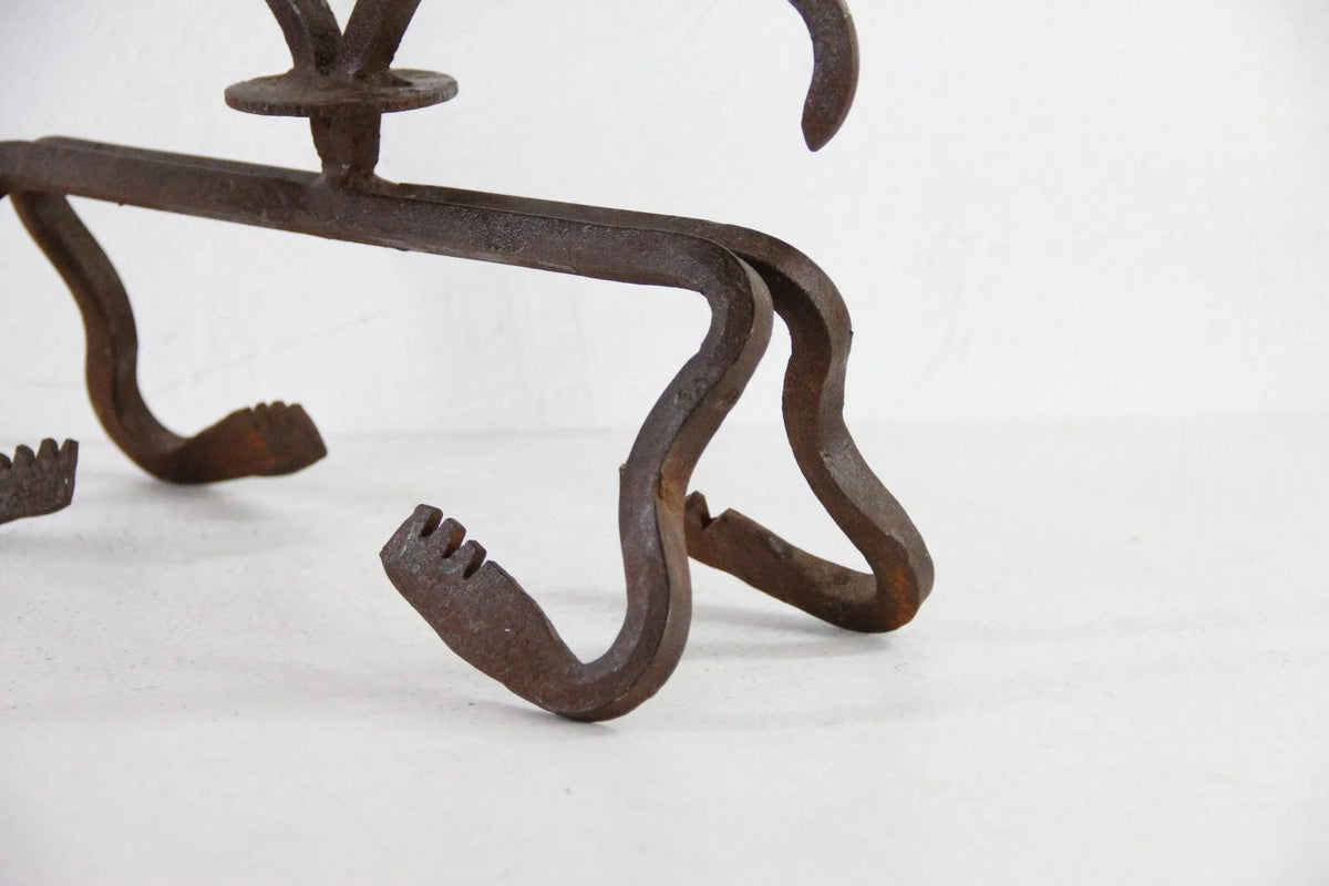 Antique Iron Candelabra | Large Rustic Three Arm - Debra Hall Lifestyle