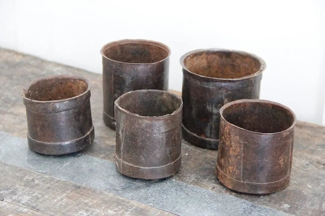 Antique Iron Pot | India Grain Measure - Debra Hall Lifestyle