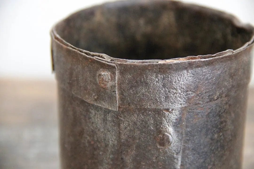 Antique Iron Pot | India Grain Measure - Debra Hall Lifestyle