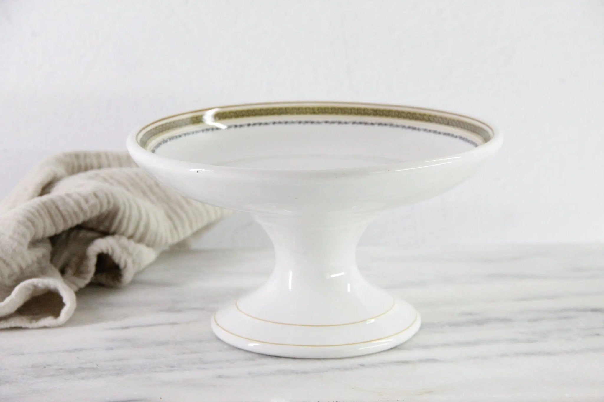 Antique Ironstone Compote | English White Hotel Ware - Debra Hall Lifestyle