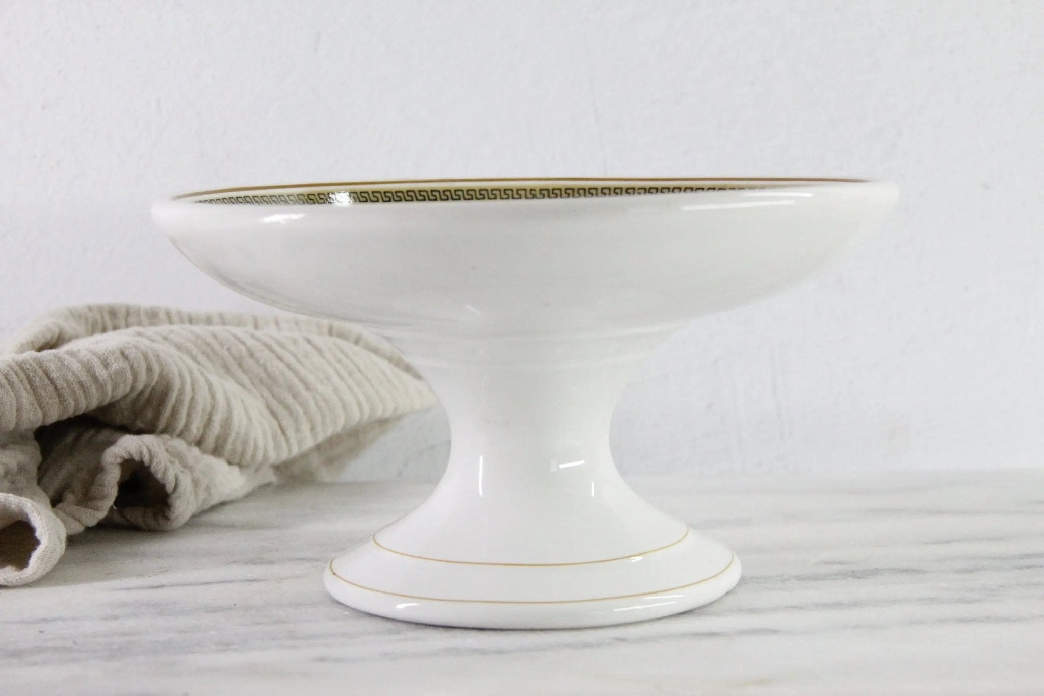 Antique Ironstone Compote | English White Hotel Ware - Debra Hall Lifestyle