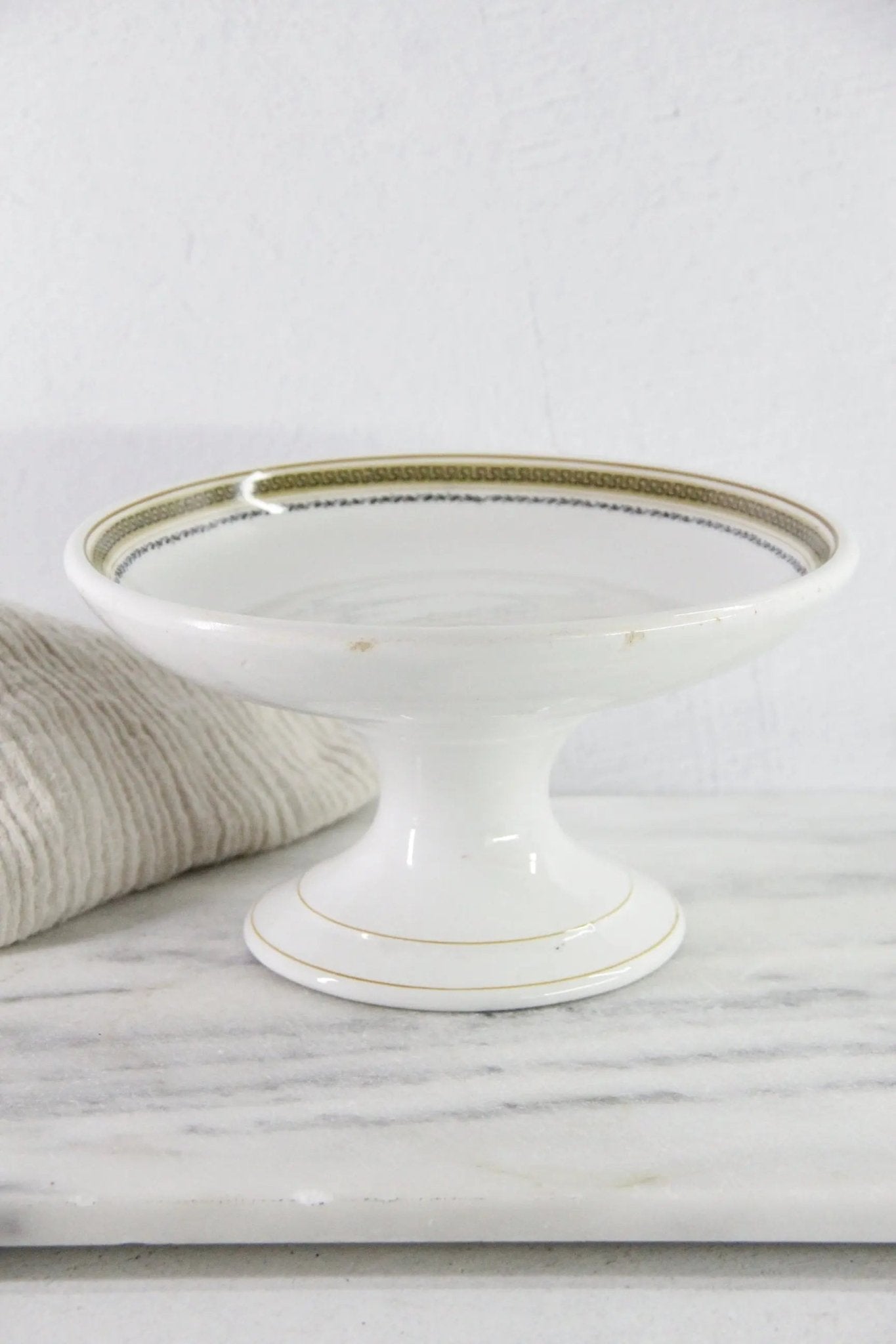 Antique Ironstone Compote | English White Hotel Ware - Debra Hall Lifestyle
