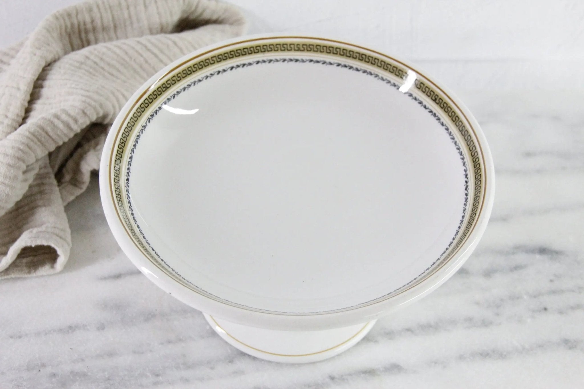 Antique Ironstone Compote | English White Hotel Ware - Debra Hall Lifestyle