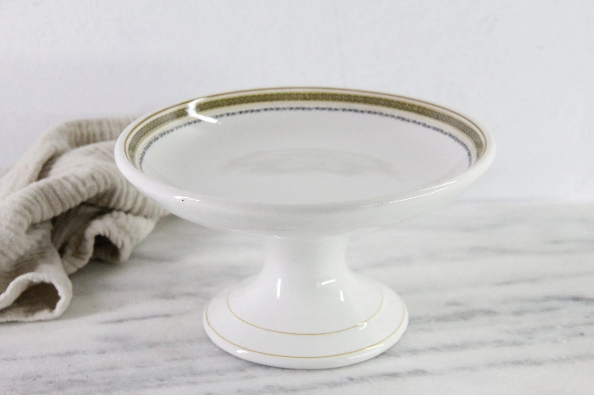Antique Ironstone Compote | English White Hotel Ware - Debra Hall Lifestyle