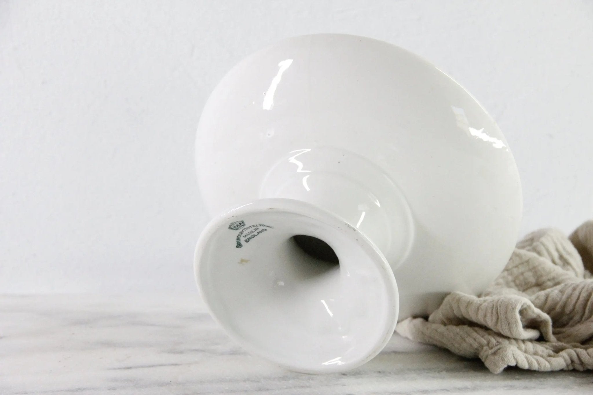 Antique Ironstone Compote | English White Hotel Ware - Debra Hall Lifestyle