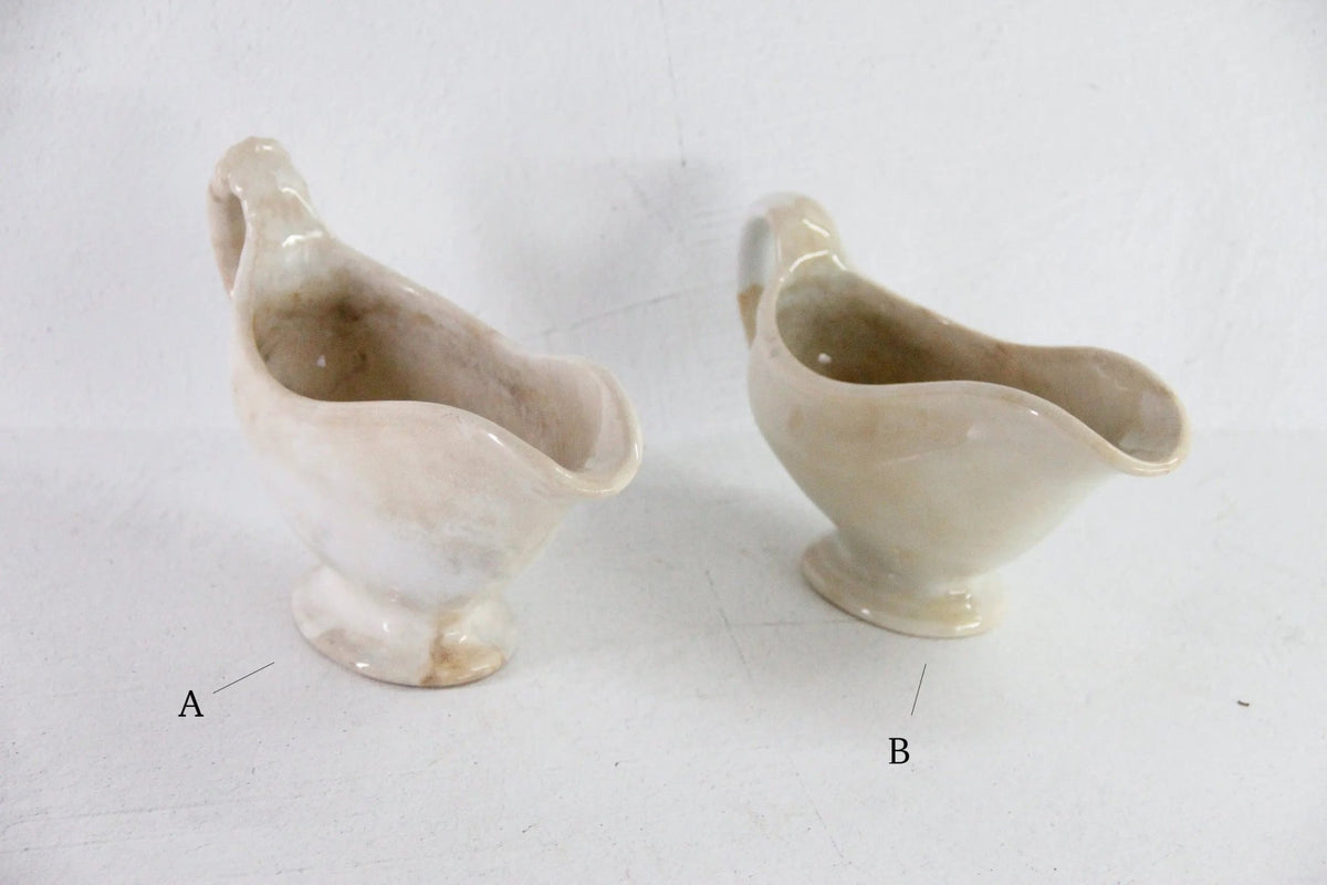 Antique Ironstone Gravy Boat | 19th Century White with Crazing - Debra Hall Lifestyle