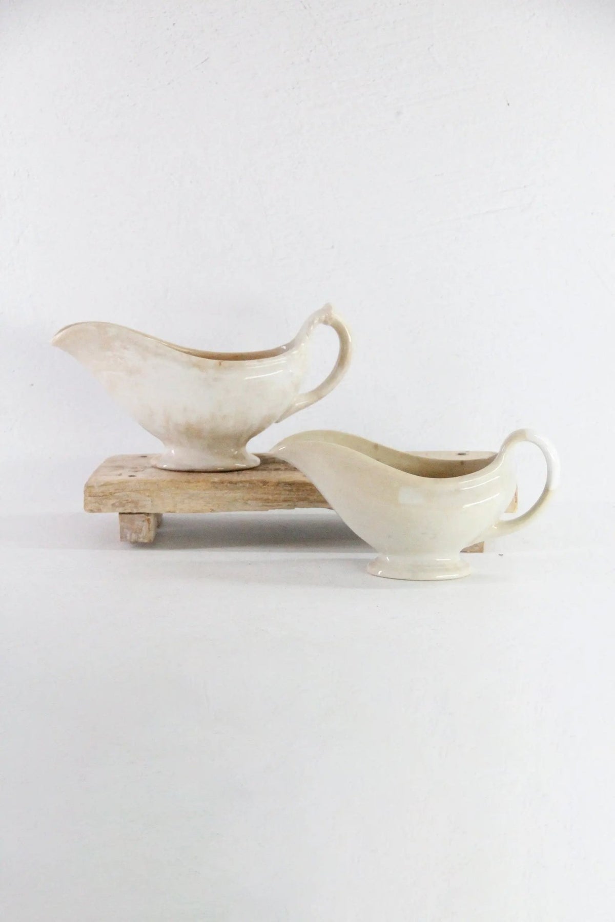 Antique Ironstone Gravy Boat | 19th Century White with Crazing - Debra Hall Lifestyle
