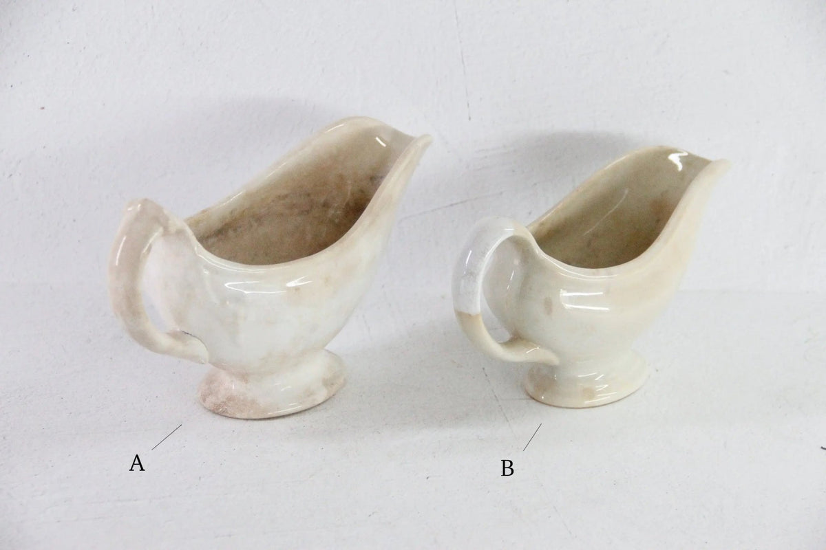 Antique Ironstone Gravy Boat | 19th Century White with Crazing - Debra Hall Lifestyle