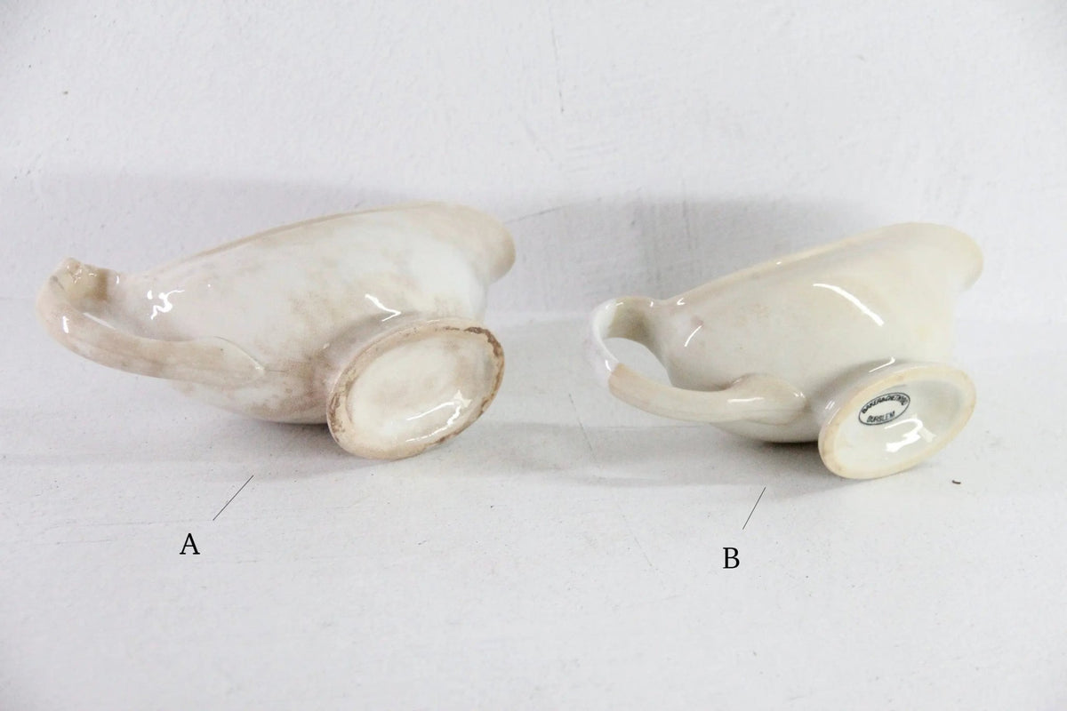 Antique Ironstone Gravy Boat | 19th Century White with Crazing - Debra Hall Lifestyle