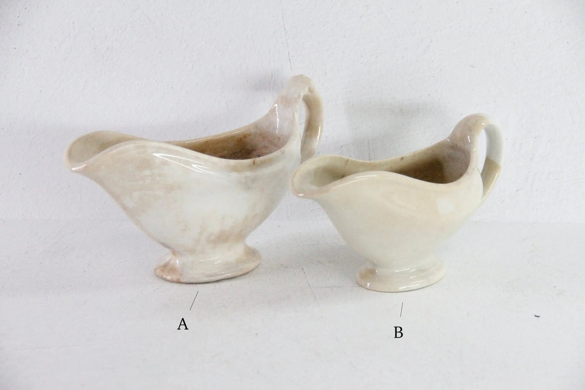 Antique Ironstone Gravy Boat | 19th Century White with Crazing - Debra Hall Lifestyle