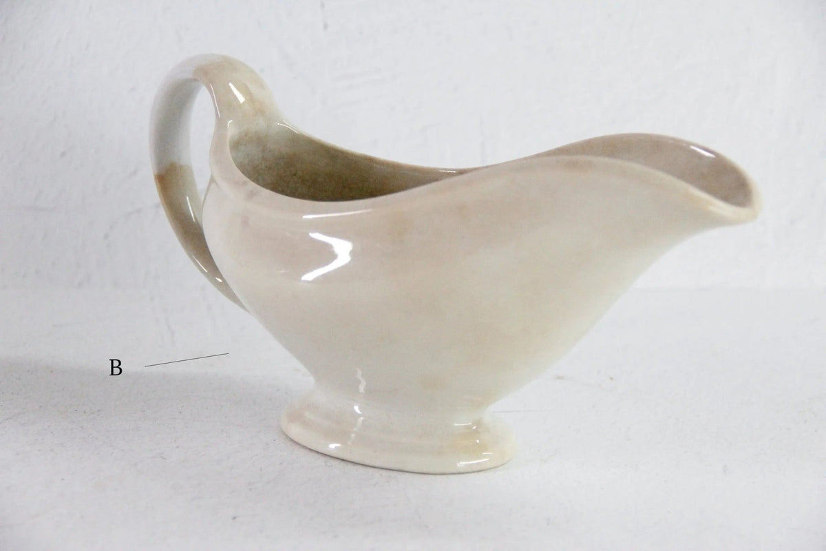 Antique Ironstone Gravy Boat | 19th Century White with Crazing - Debra Hall Lifestyle