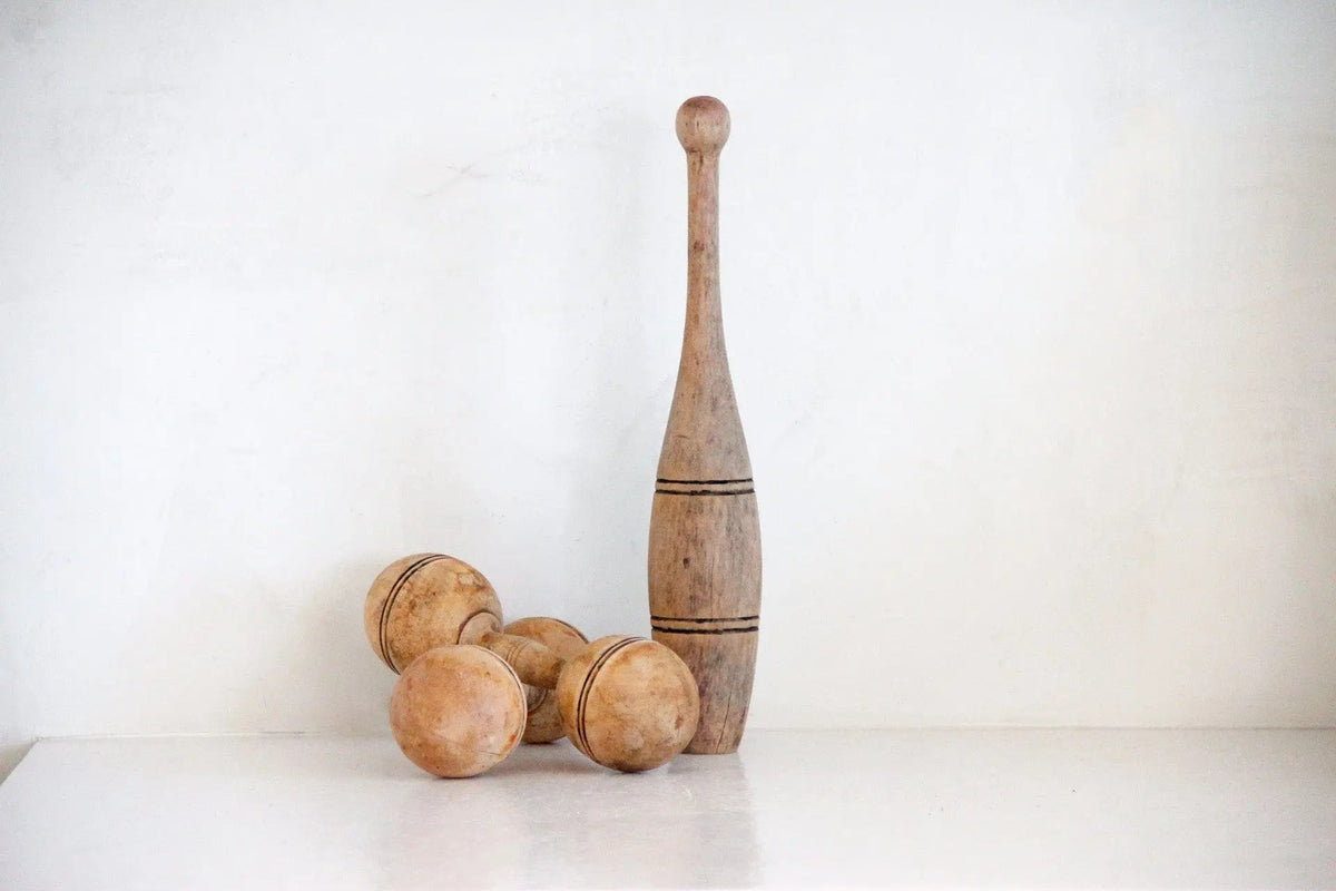 Antique Juggling Pin | Wooden Dumbbells Assorted - Debra Hall Lifestyle