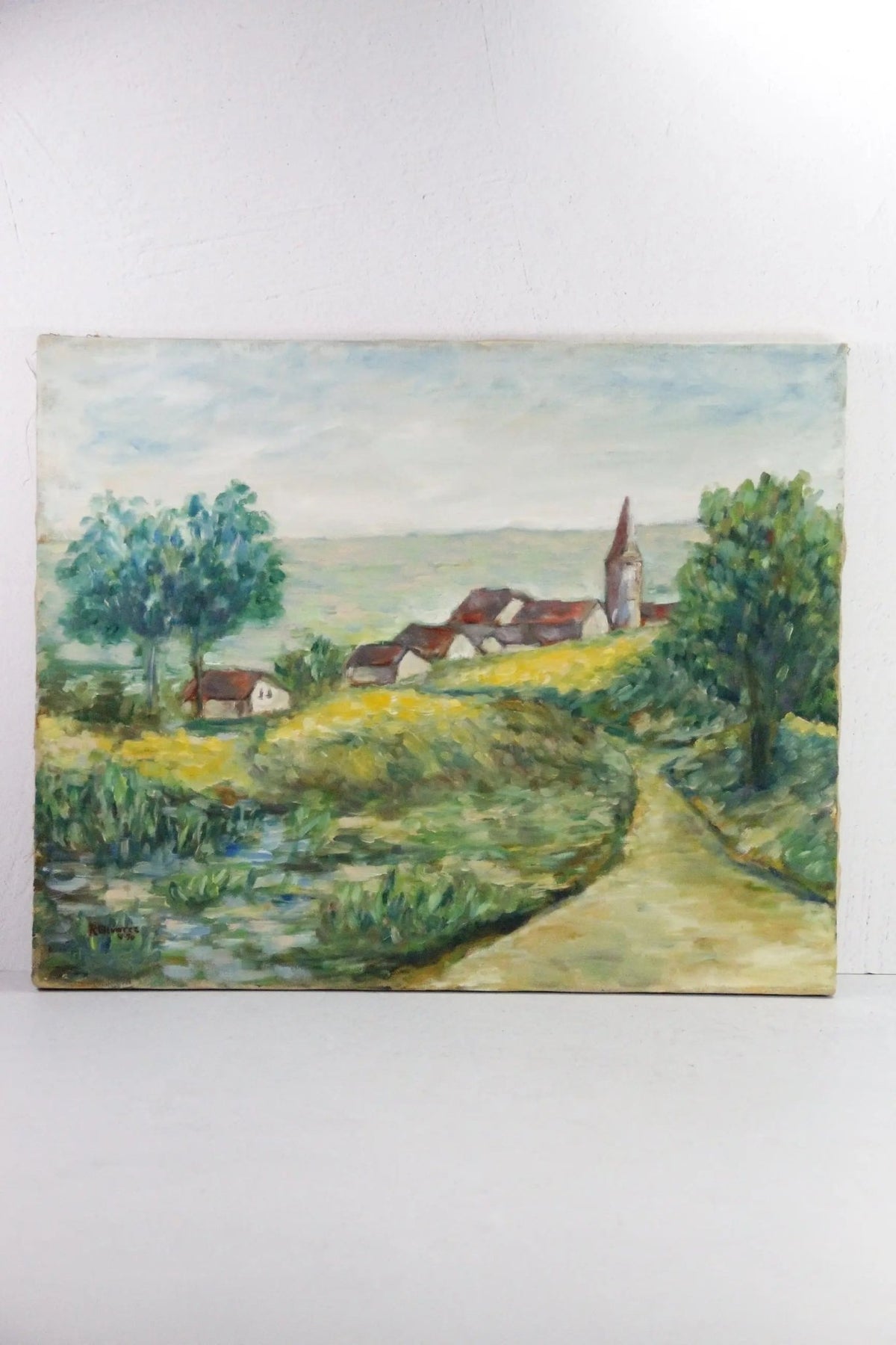 Antique Landscape Painting | Signed Oil Painting on Canvas - Debra Hall Lifestyle