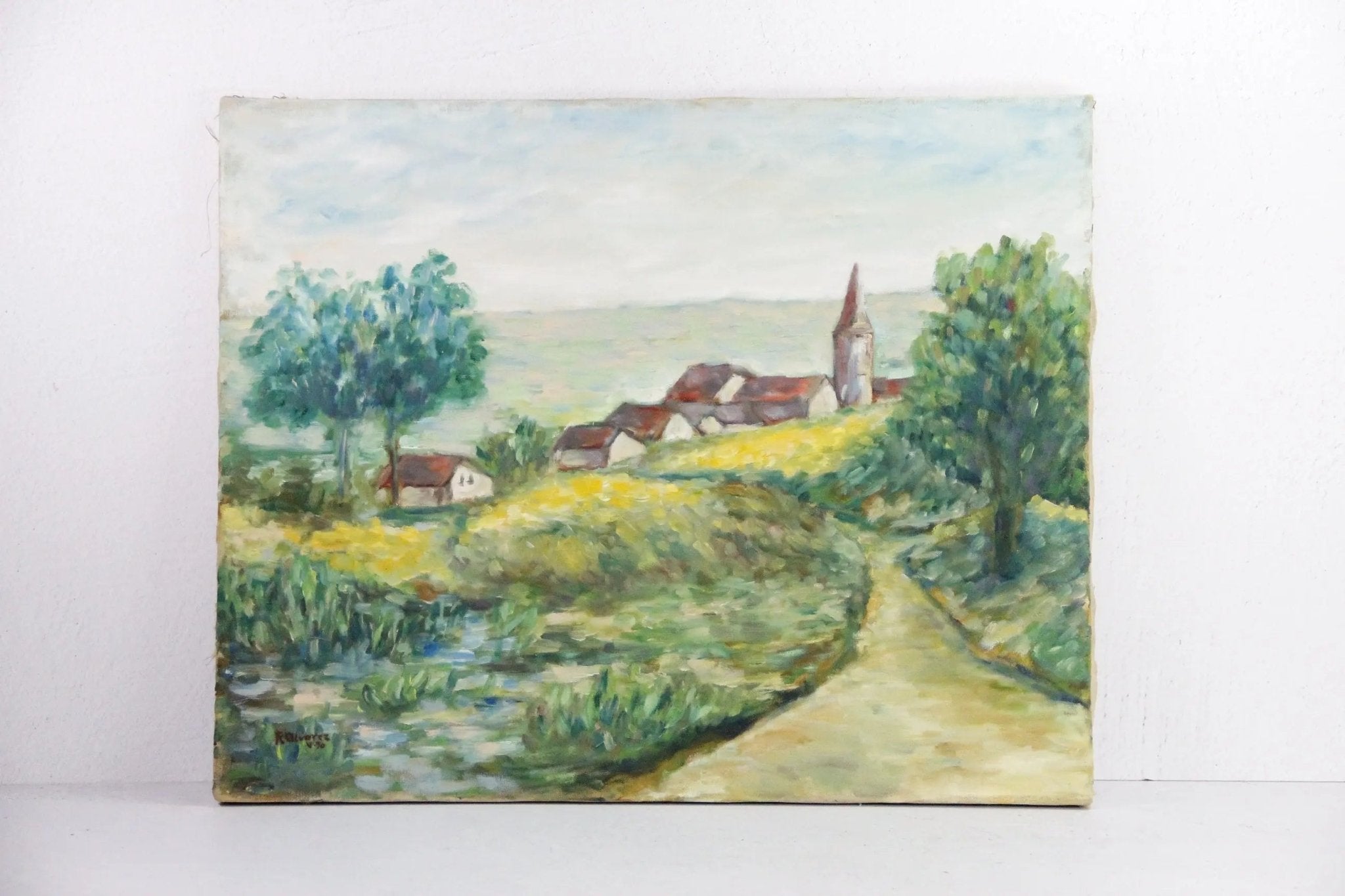 Antique Landscape Painting | Signed Oil Painting on Canvas - Debra Hall Lifestyle