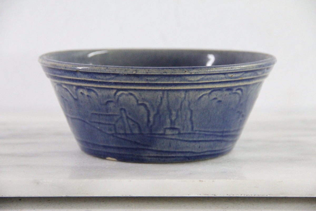 Antique McCoy Pottery Bowl | Blue Windmill Nappy Bowl - Debra Hall Lifestyle