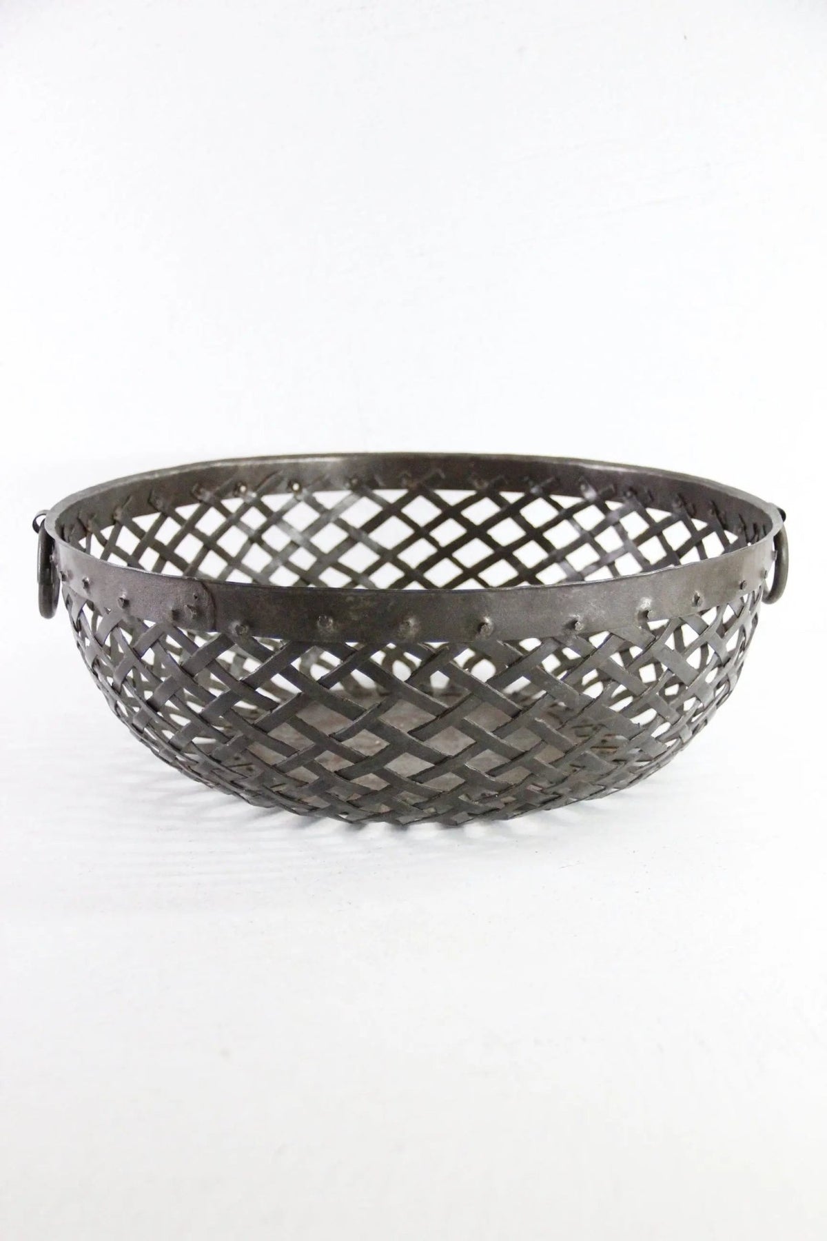 Antique Metal Bowl | Large Hand Made Iron Strip Fruit Bowl - Debra Hall Lifestyle