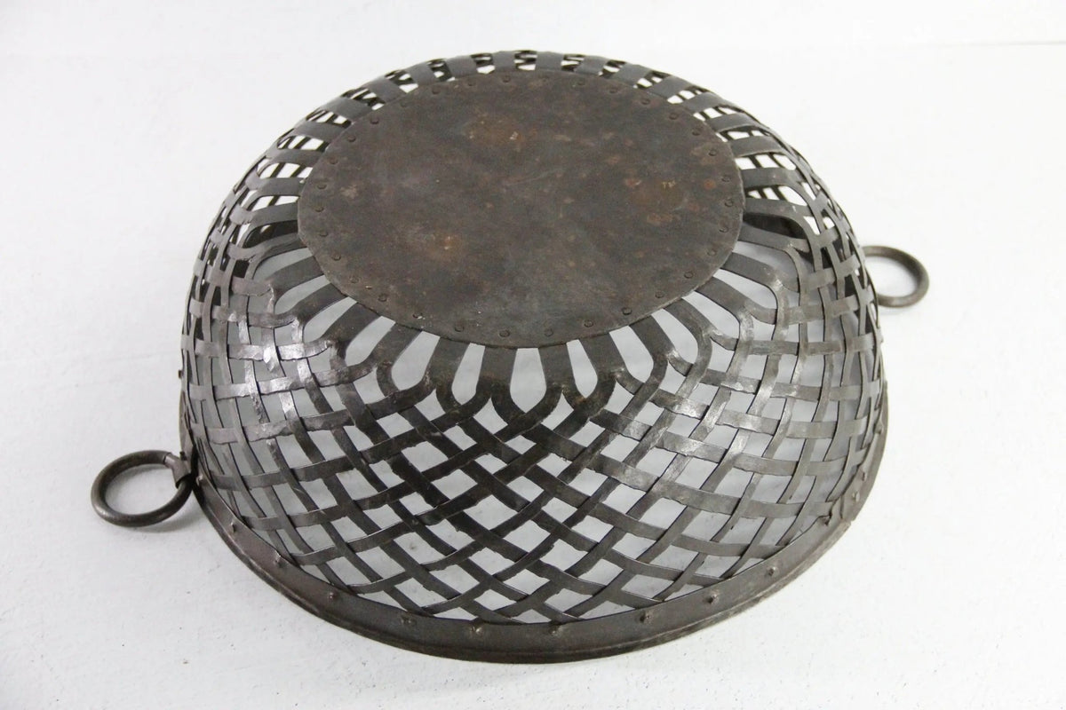 Antique Metal Bowl | Large Hand Made Iron Strip Fruit Bowl - Debra Hall Lifestyle