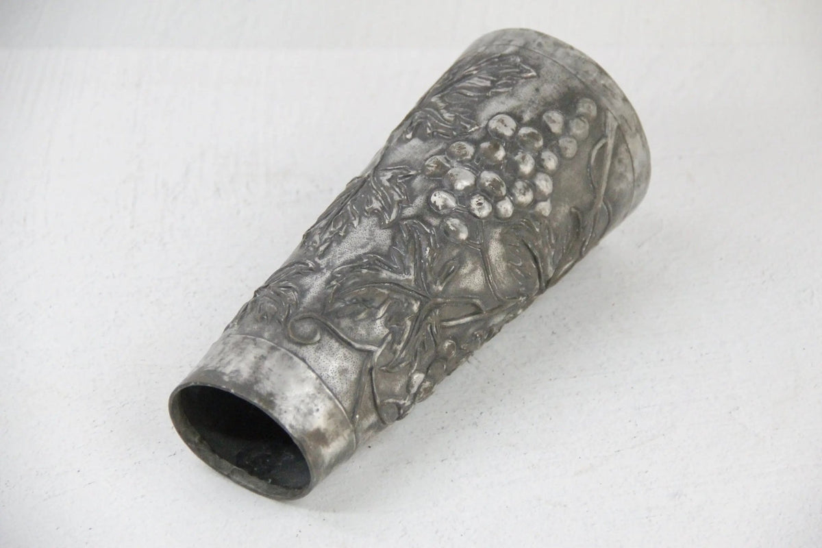 Antique Metal Vase | Repoussé Hammered Design-France - Debra Hall Lifestyle