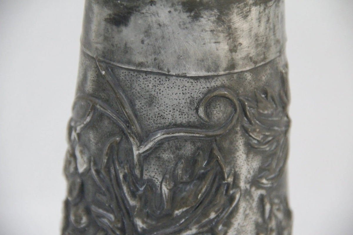 Antique Metal Vase | Repoussé Hammered Design-France - Debra Hall Lifestyle