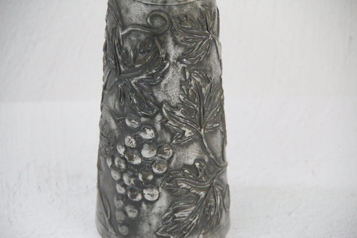 Antique Metal Vase | Repoussé Hammered Design-France - Debra Hall Lifestyle