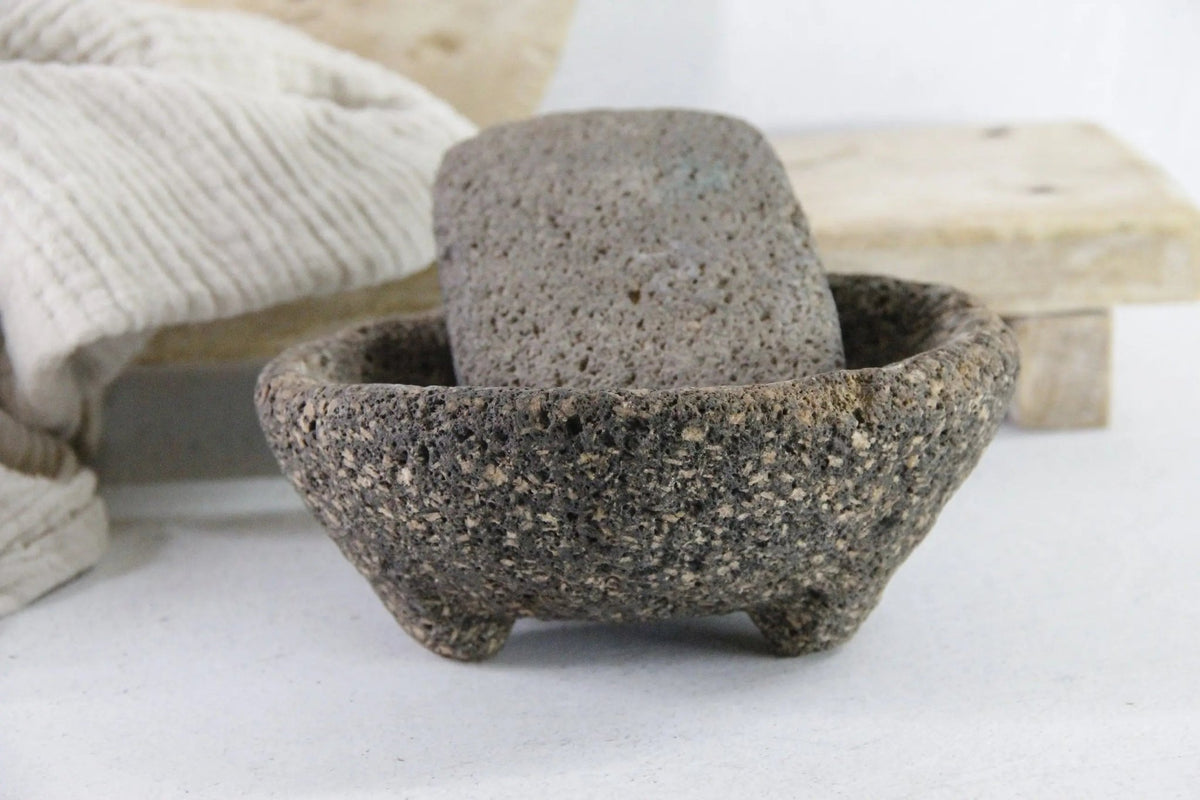 Antique Molcajete | Authentic Stone Basalt Mortar and Pestle - Debra Hall Lifestyle