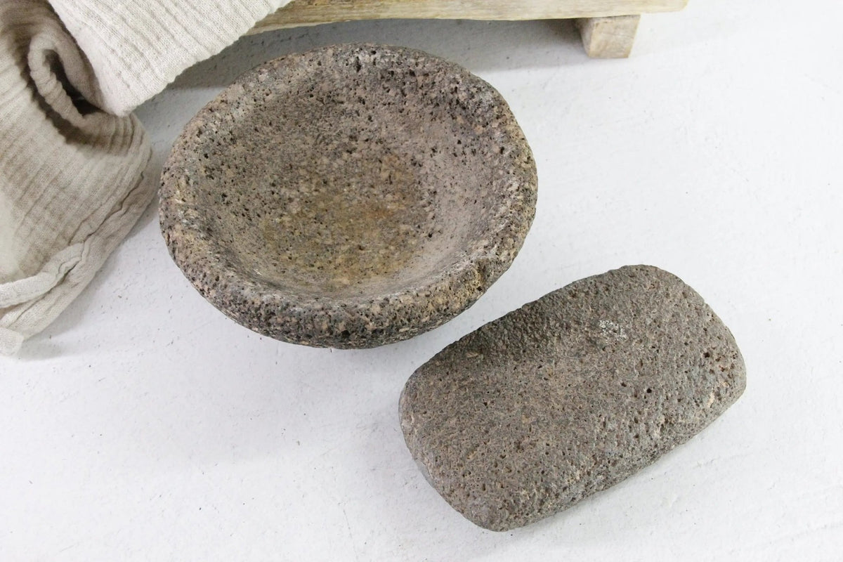 Antique Molcajete | Authentic Stone Basalt Mortar and Pestle - Debra Hall Lifestyle
