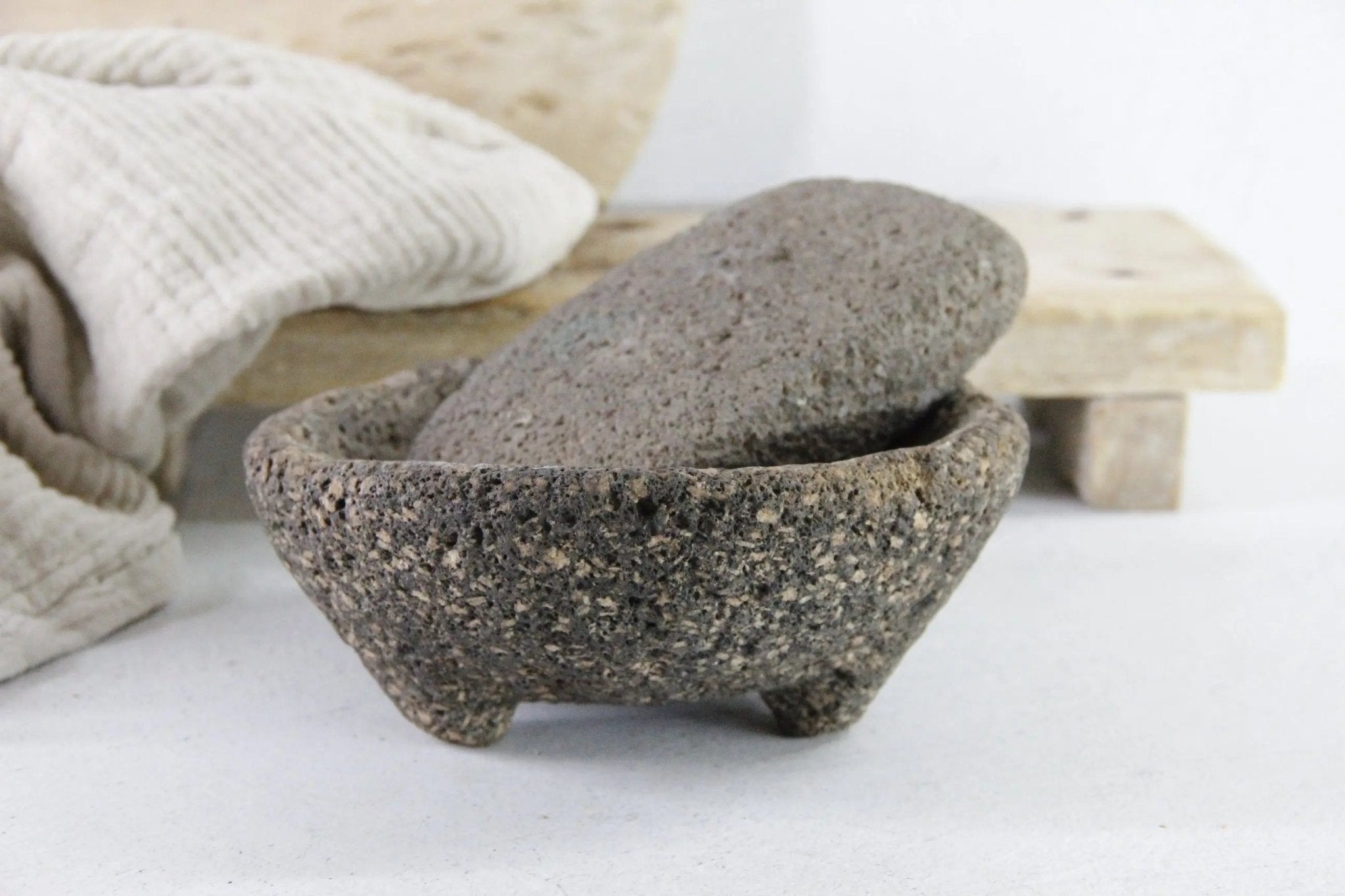Antique Molcajete | Authentic Stone Basalt Mortar and Pestle - Debra Hall Lifestyle