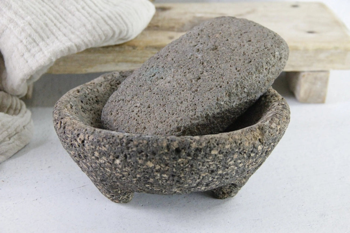 Antique Molcajete | Authentic Stone Basalt Mortar and Pestle - Debra Hall Lifestyle