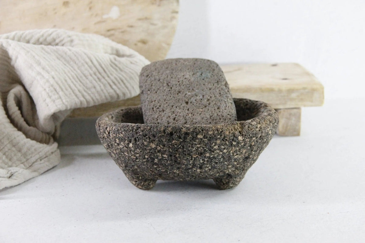 Antique Molcajete | Authentic Stone Basalt Mortar and Pestle - Debra Hall Lifestyle