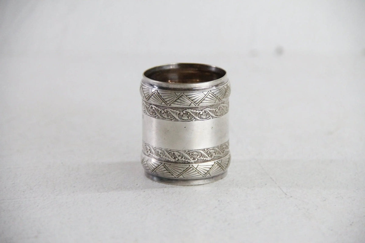 Antique Napkin Ring | English Silver Etched - Debra Hall Lifestyle