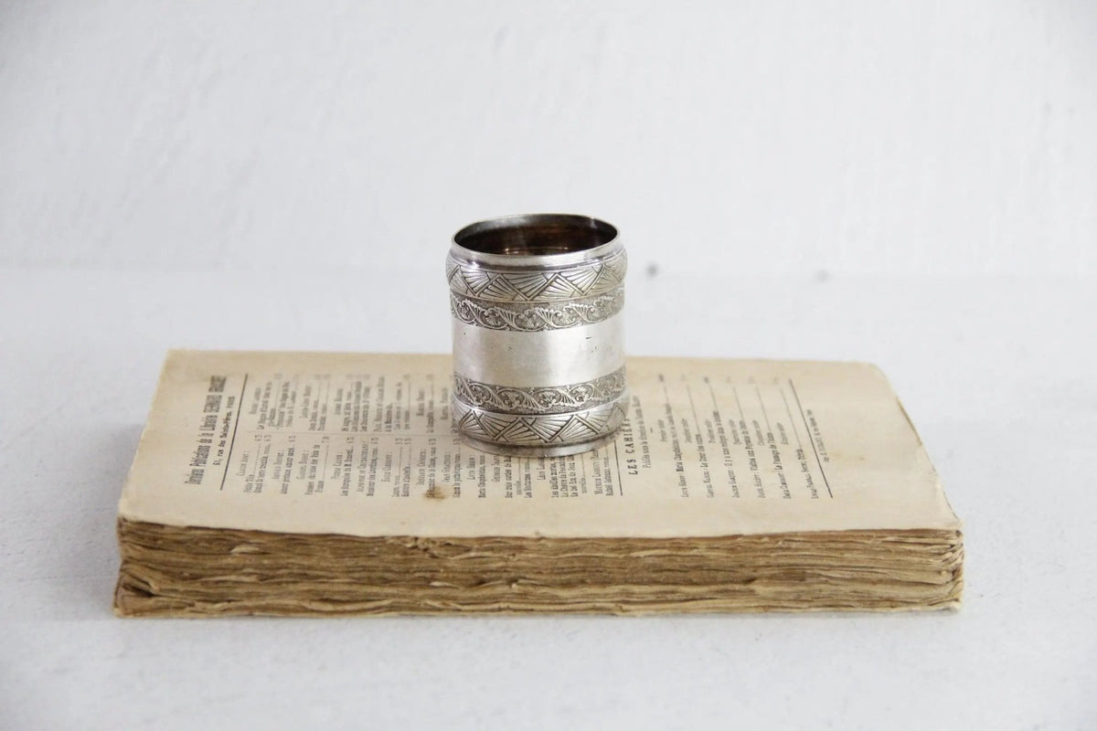 Antique Napkin Ring | English Silver Etched - Debra Hall Lifestyle