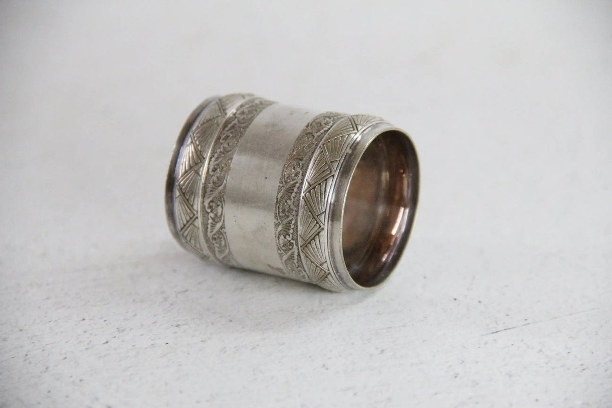 Antique Napkin Ring | English Silver Etched - Debra Hall Lifestyle