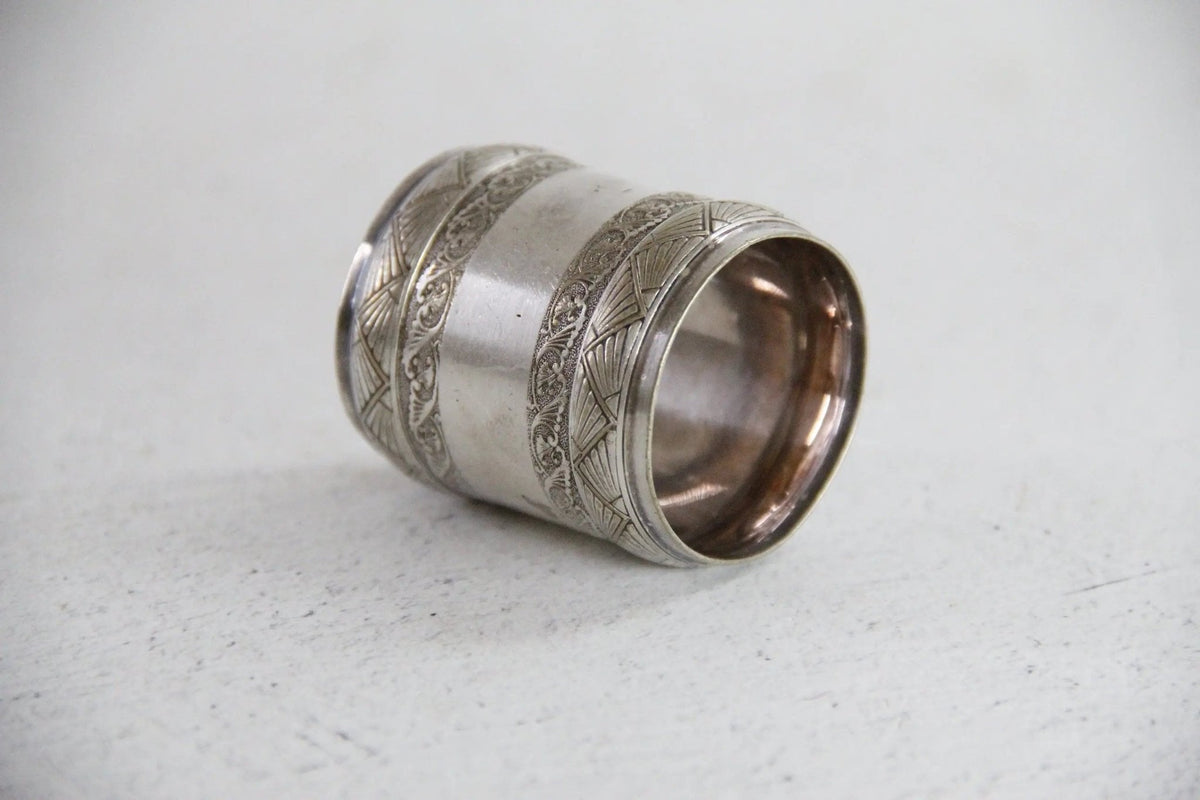 Antique Napkin Ring | English Silver Etched - Debra Hall Lifestyle