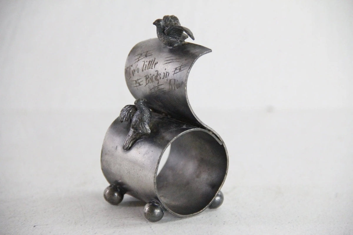Antique Napkin Ring | Silver Plated with Figural Birds - Debra Hall Lifestyle