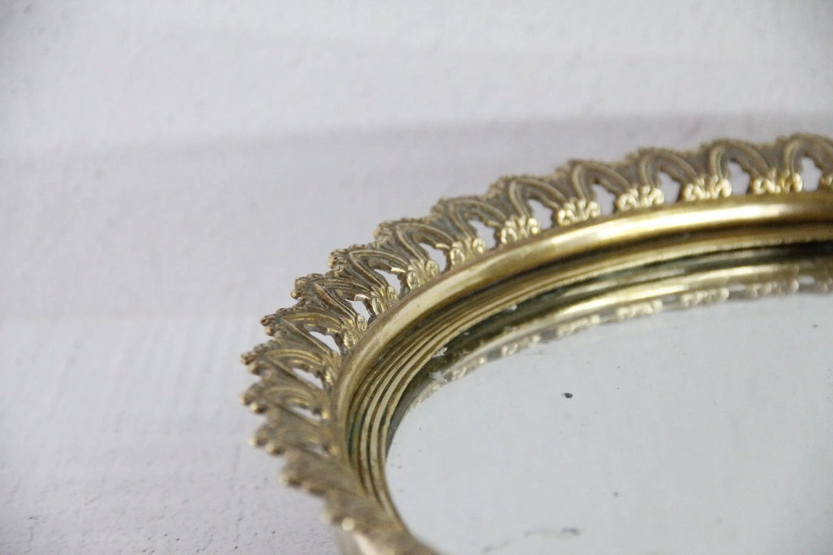 Antique Plateau Mirror French Neoclassical Brass 19th Century - Debra Hall Lifestyle
