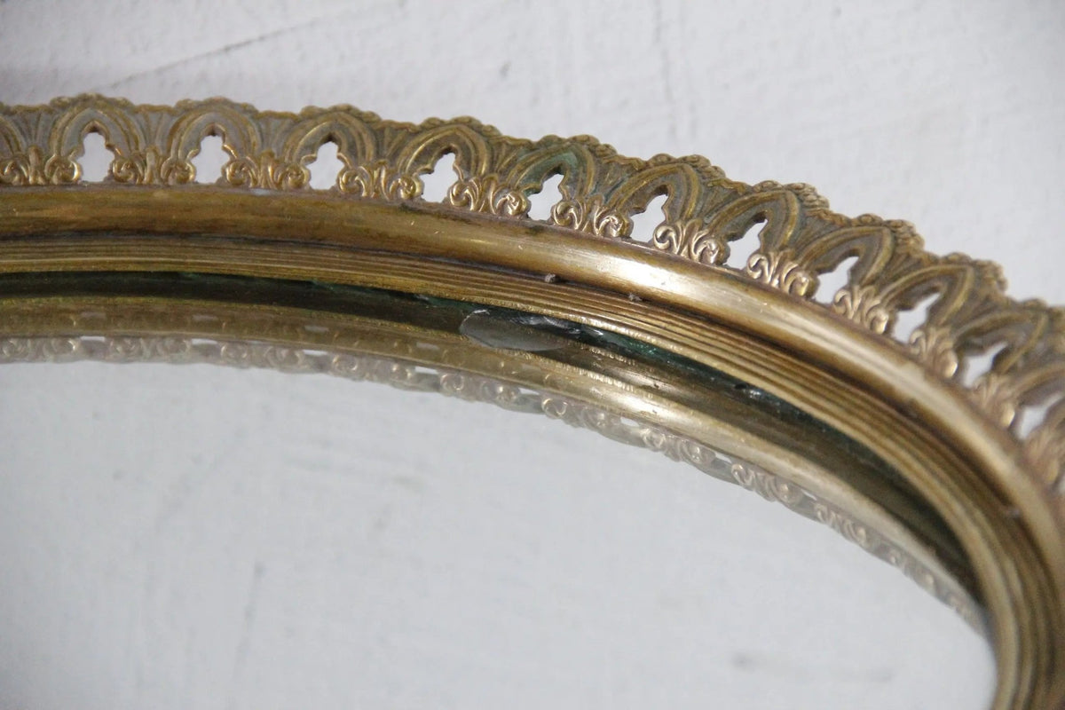 Antique Plateau Mirror French Neoclassical Brass 19th Century - Debra Hall Lifestyle