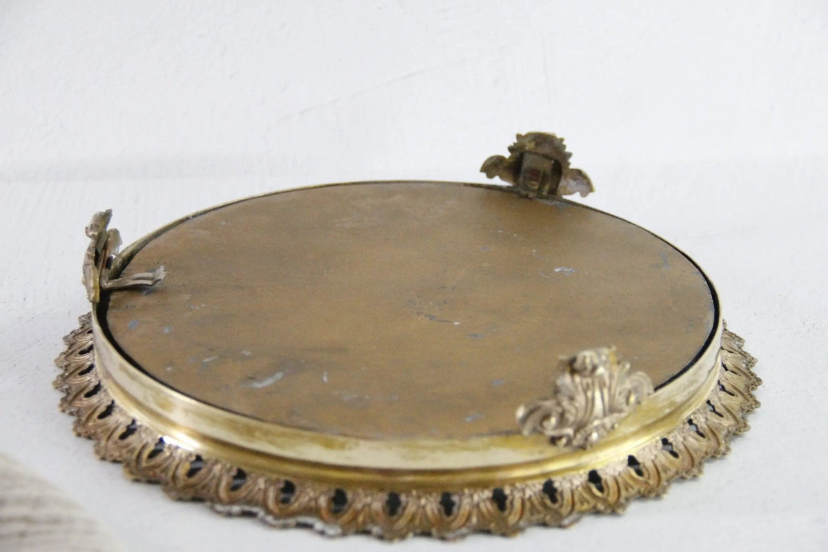 Antique Plateau Mirror French Neoclassical Brass 19th Century - Debra Hall Lifestyle