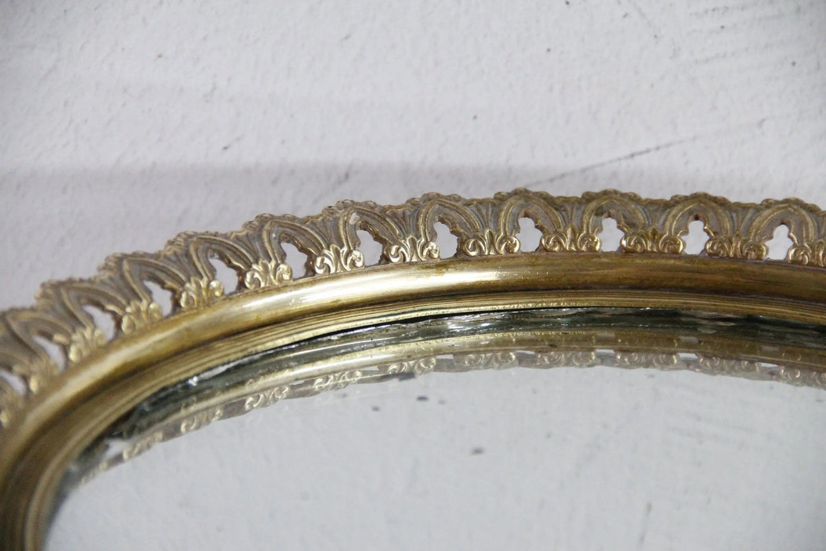 Antique Plateau Mirror French Neoclassical Brass 19th Century - Debra Hall Lifestyle