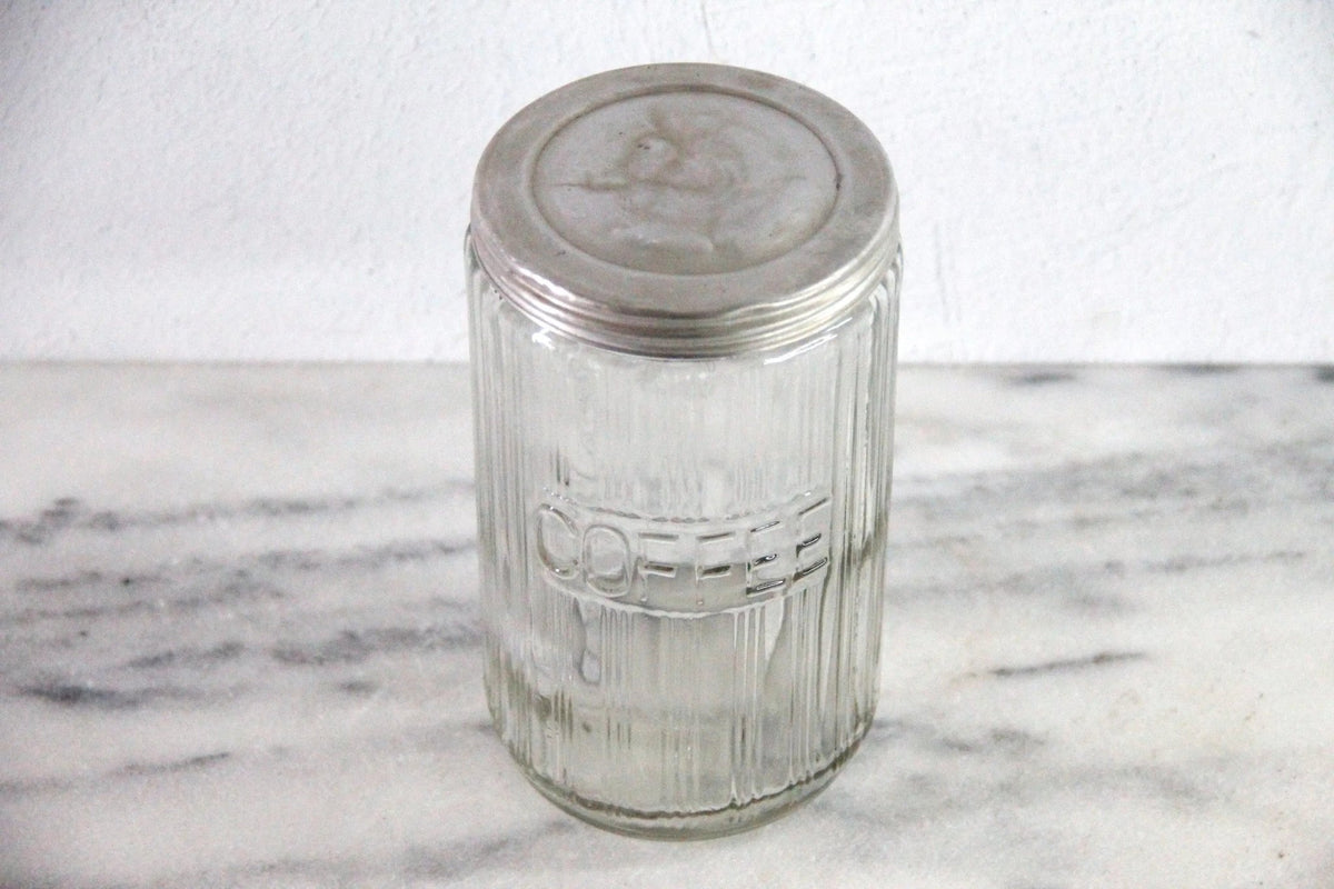 Antique Rare Hoosier Coffee Jar | Triple Ribbed Glass, 1920s - Debra Hall Lifestyle