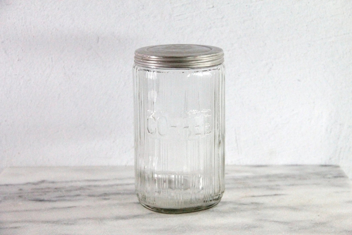 Antique Rare Hoosier Coffee Jar | Triple Ribbed Glass, 1920s - Debra Hall Lifestyle
