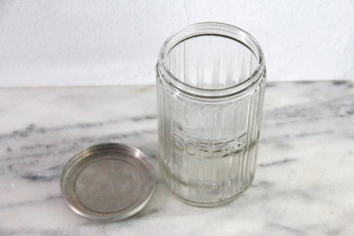 Antique Rare Hoosier Coffee Jar | Triple Ribbed Glass, 1920s - Debra Hall Lifestyle