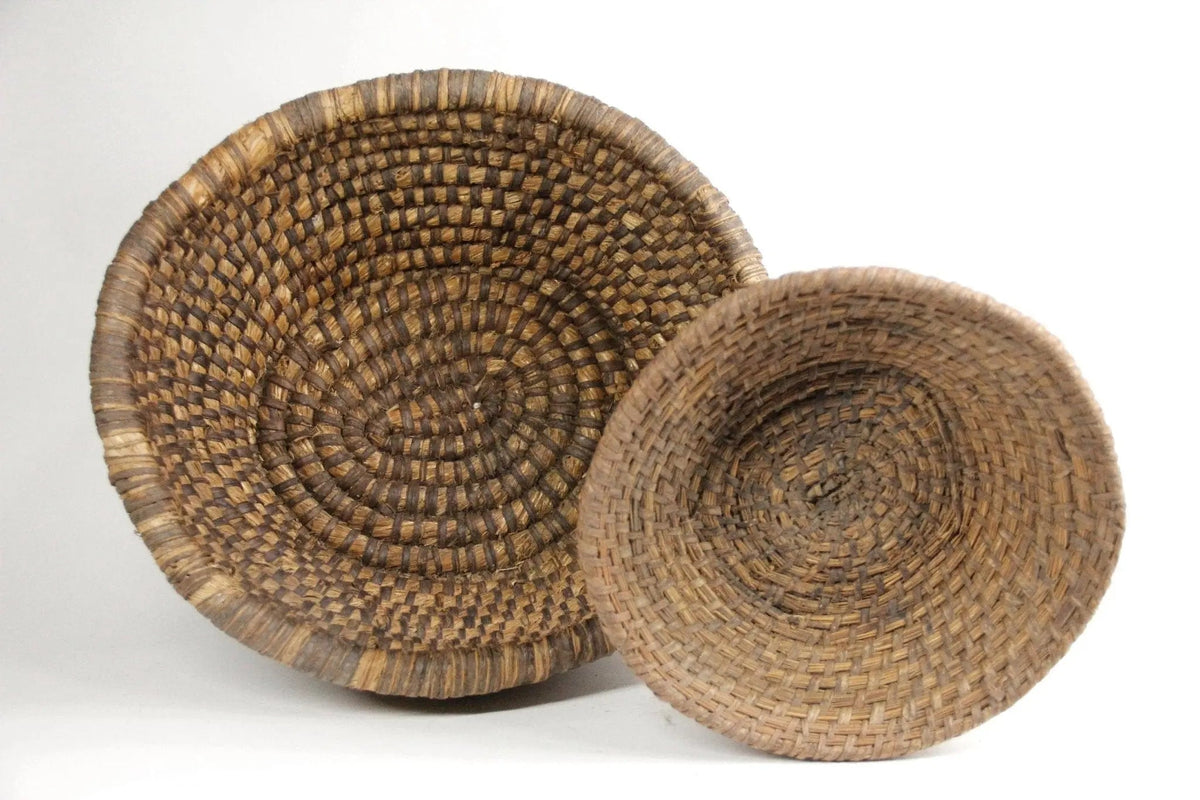 Antique Rye Basket | French Rustic Hand-Coiled Rye - Debra Hall Lifestyle