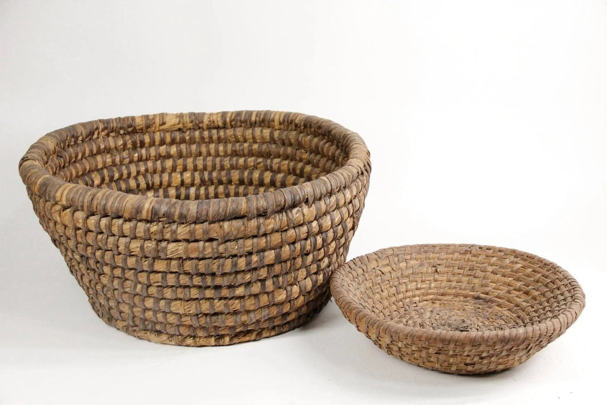 Antique Rye Basket | French Rustic Hand-Coiled Rye - Debra Hall Lifestyle