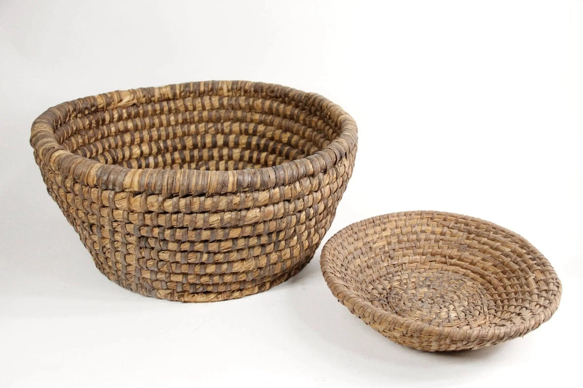 Antique Rye Basket | French Rustic Hand-Coiled Rye - Debra Hall Lifestyle