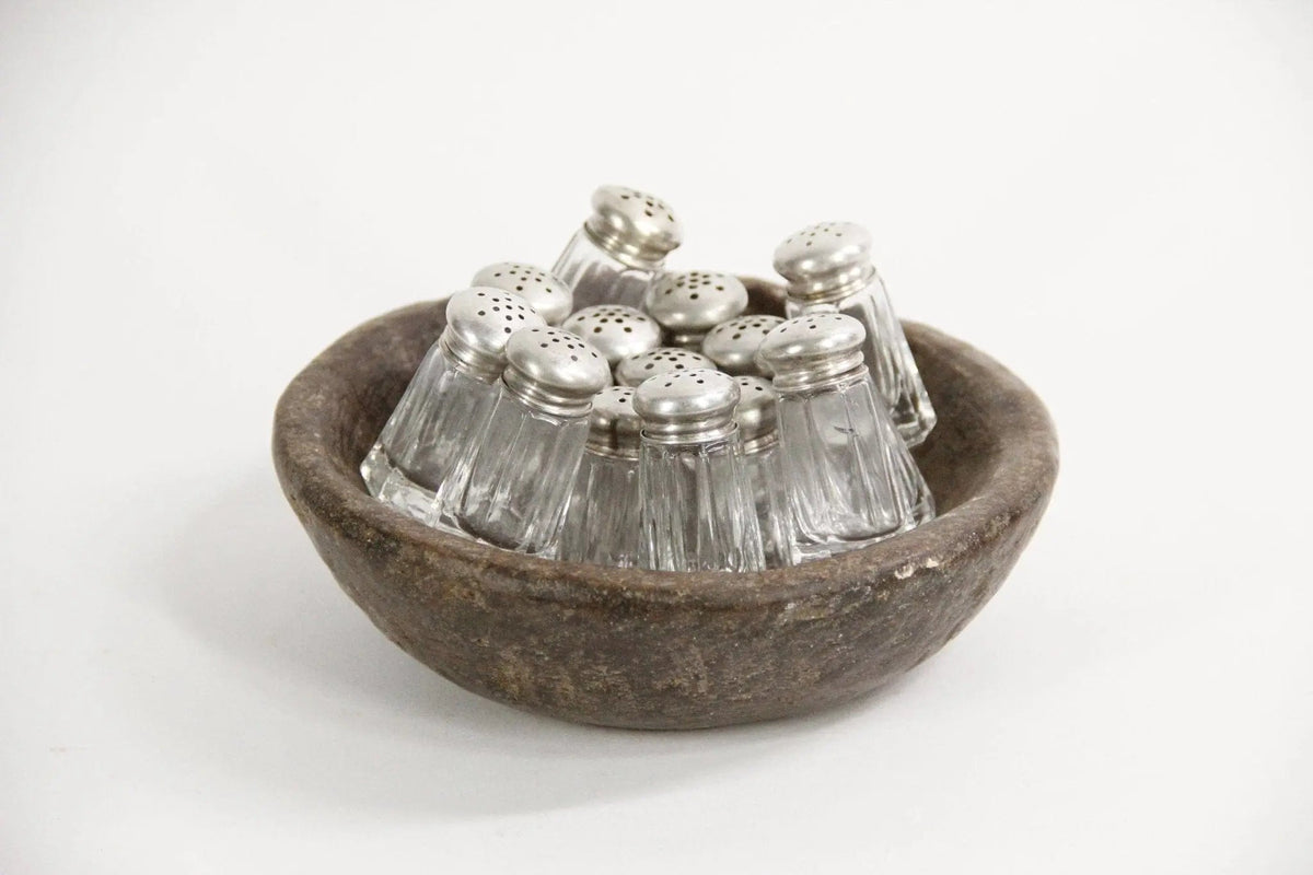 Antique Salt and Pepper Shaker Set | Individual Heavy Glass W/Silver - Debra Hall Lifestyle