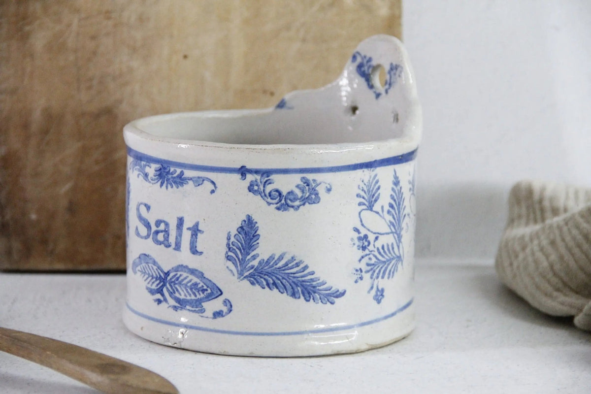 Antique Salt Crock | Stoneware Hanging Salt Box Cellar - Debra Hall Lifestyle