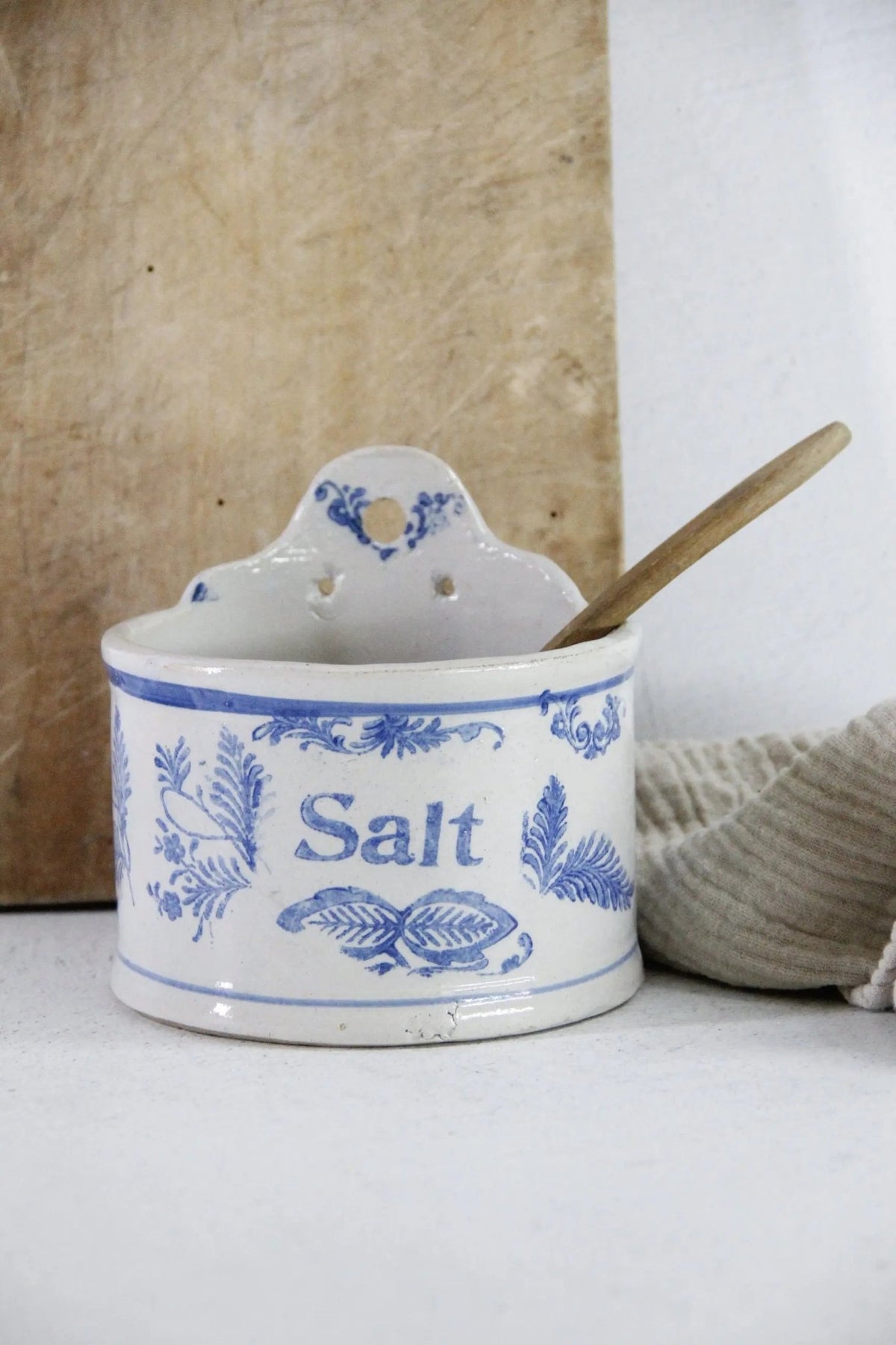 Antique Salt Crock | Stoneware Hanging Salt Box Cellar - Debra Hall Lifestyle