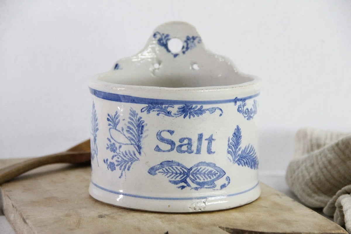 Antique Salt Crock | Stoneware Hanging Salt Box Cellar - Debra Hall Lifestyle