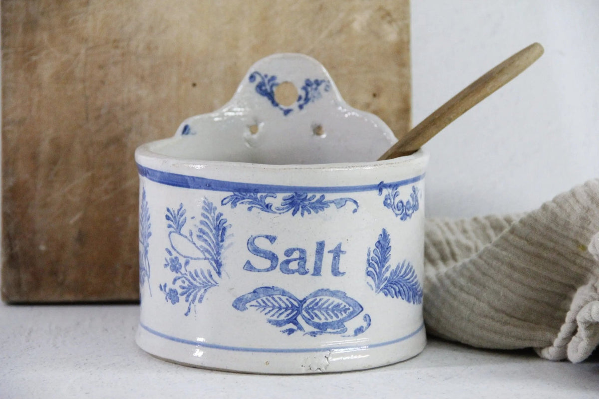 Antique Salt Crock | Stoneware Hanging Salt Box Cellar - Debra Hall Lifestyle